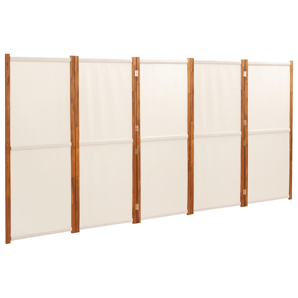 vidaXL Biombo divisor de 5 paneles blanco crema 350x180 cm