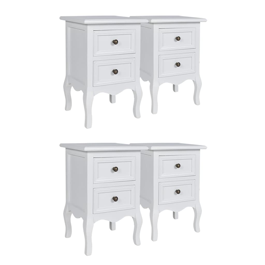 Vidaxl Mesitas de Noche 4 Unidades MDF Blancas