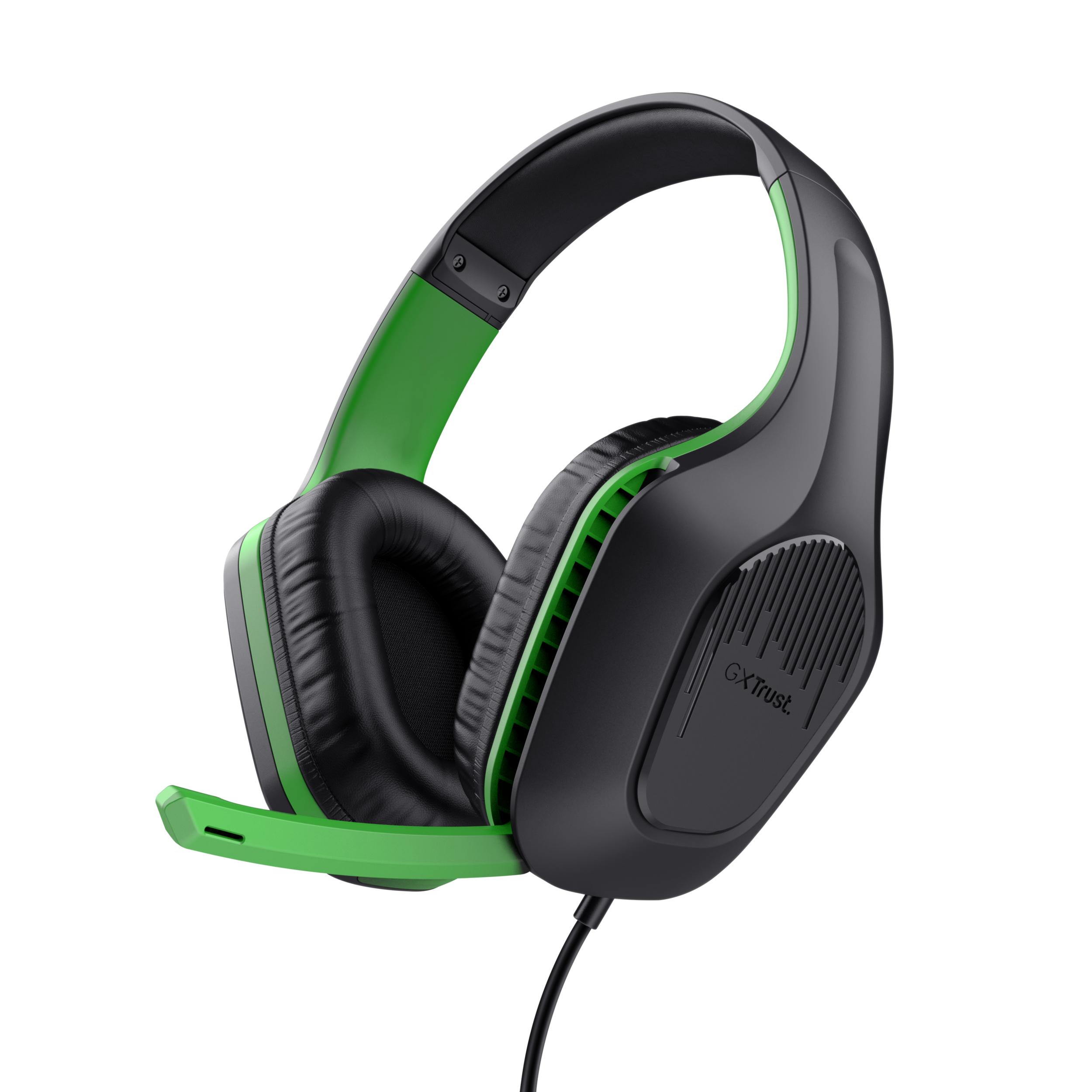Trust gxt 415x zirox wired headphones headband game black, green