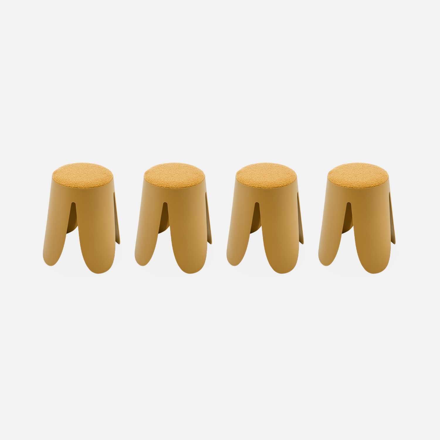 sweeek - Taburetes apilable de borreguito texturizado, set de 4 , Niki , 44x30x46