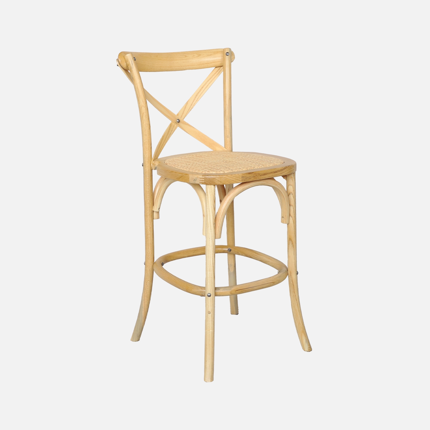 Sweeek - Sillas de bar bistró vintage madera, Belleville, Natural, 46x48x105 cm
