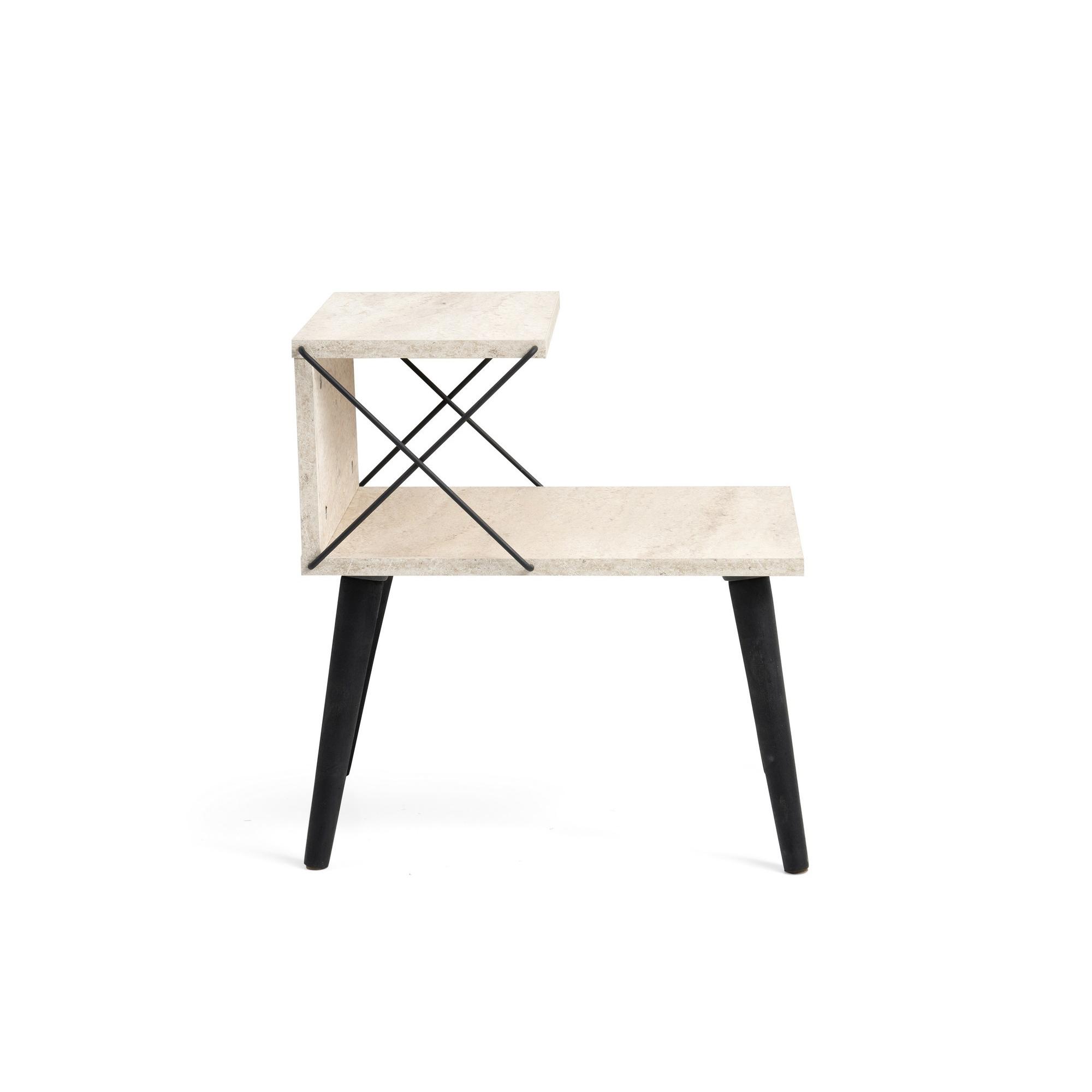 Habitat y Jardin - Mesilla de noche de madera "Cross" 50 x 40 x 55 cm - Travertino