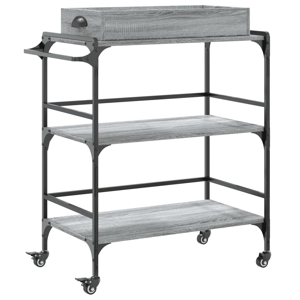 vidaXL Carrito de cocina madera ingeniería gris Sonoma 81,5x41x92,5 cm