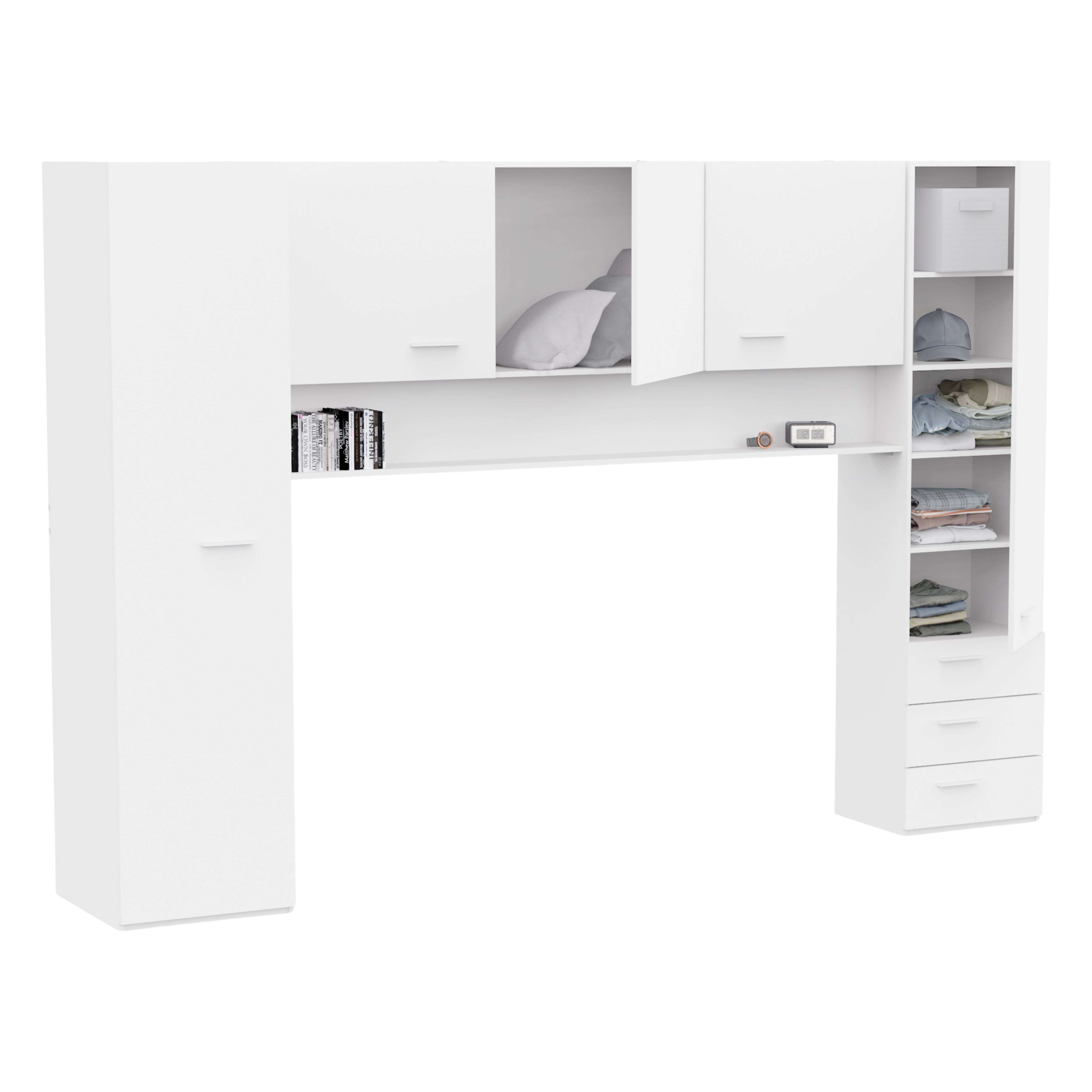 Miroytengo Armario Juvenil Puente Tidy Habitación Infantil Blanco Mate 304x203 cm