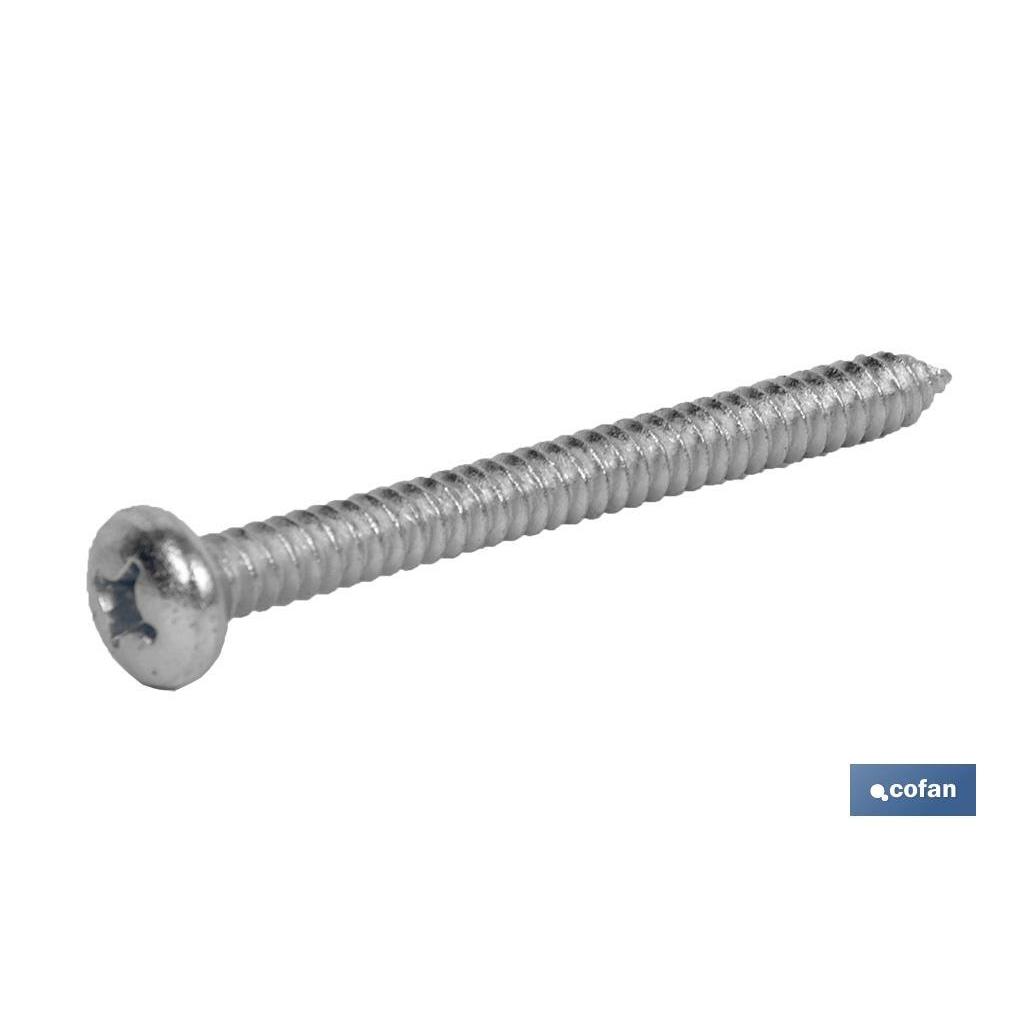 Cofan Tornillo Roscachapa DIN-7981 Cabeza Cilindrica Abombada Mortaja Philips Zincado 500 UNIDADES