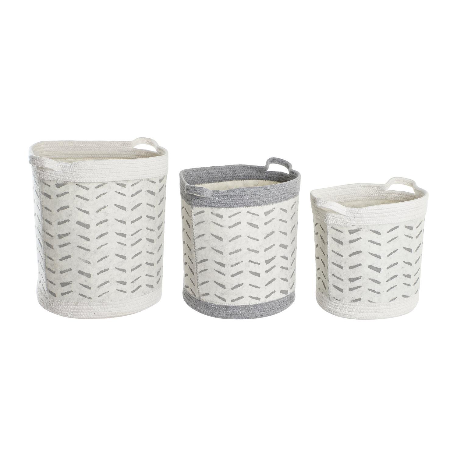 CESTA SET 3 ALGODON 35X35X40 GRIS DC200604 - EL MEJOR COMPLEMENTO PARA TU HOGAR FIJALO