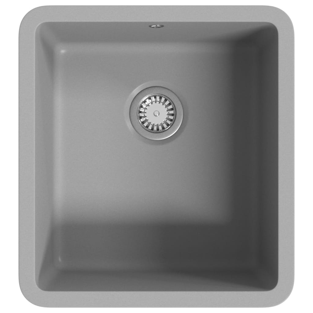 vidaXL Fregadero de cocina de granito con un seno gris