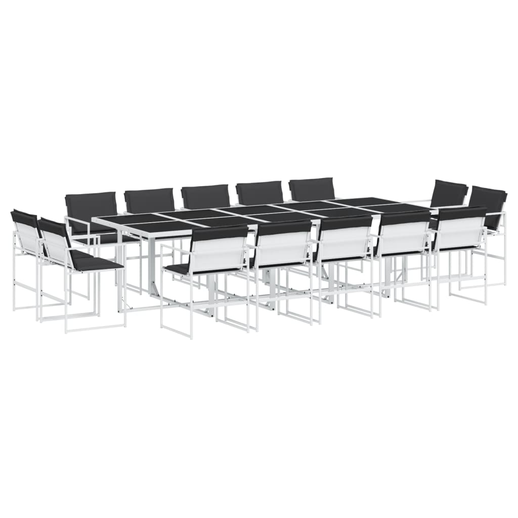 vidaXL Juego de comedor de jardín 15 pzas con cojines textilene blanco