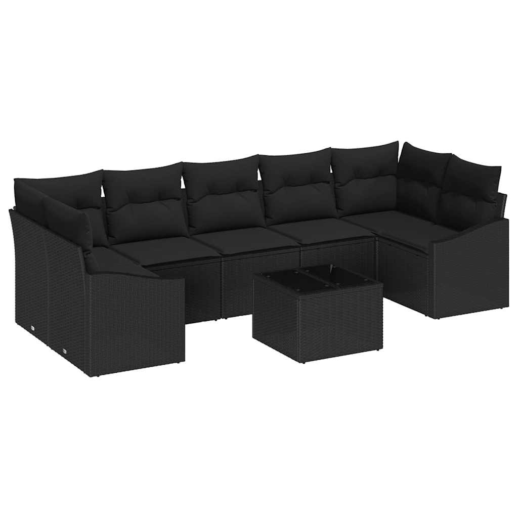 vidaXL Juego de Sofá con cojín Negro 55 x 55 x 37 cm ratán sintético
