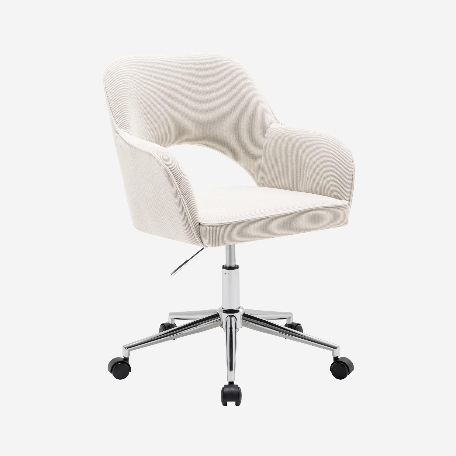 sweeek - Silla de oficina de pana fina con ruedas y base cromada , Jim pana , 62x60x99