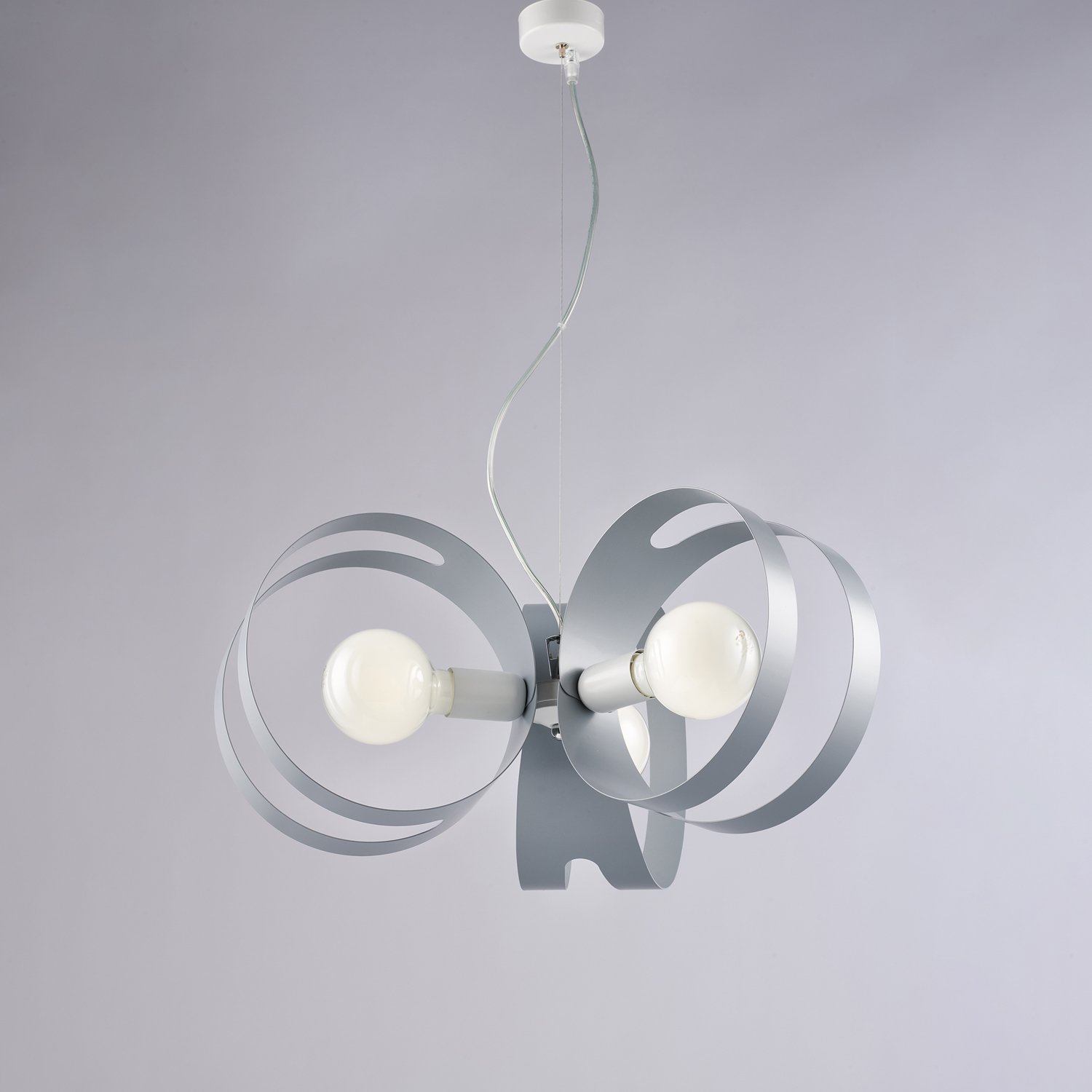 Suspensión moderna 3 Luces Peter Iron Blanco gris Corte láser