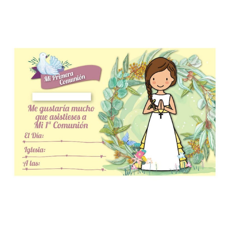 Invitaciones niña comunión pack 10 unidades con sobre Beige Antracita Raíz Inicio Para eventos Comuniones Papeleria Invitaciones Invitaciones Antracita