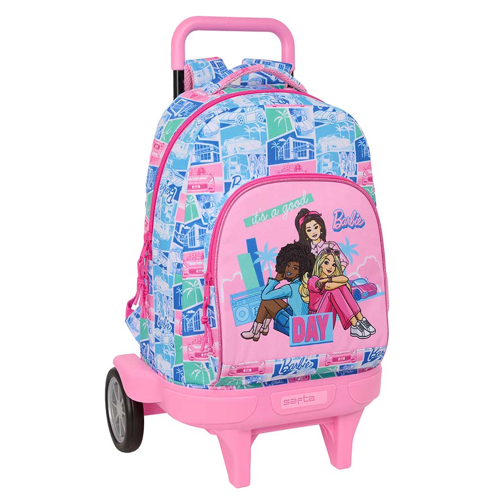 SAFTA | Mochila Escolar Barbie Rosa con Estampado de Ergonómica y Acolchada, Compartimento Principal con Cremallera, Tarjeta Identificación, Asa Superior, Infantil Vuelta al Cole, Bolsillo Interior
