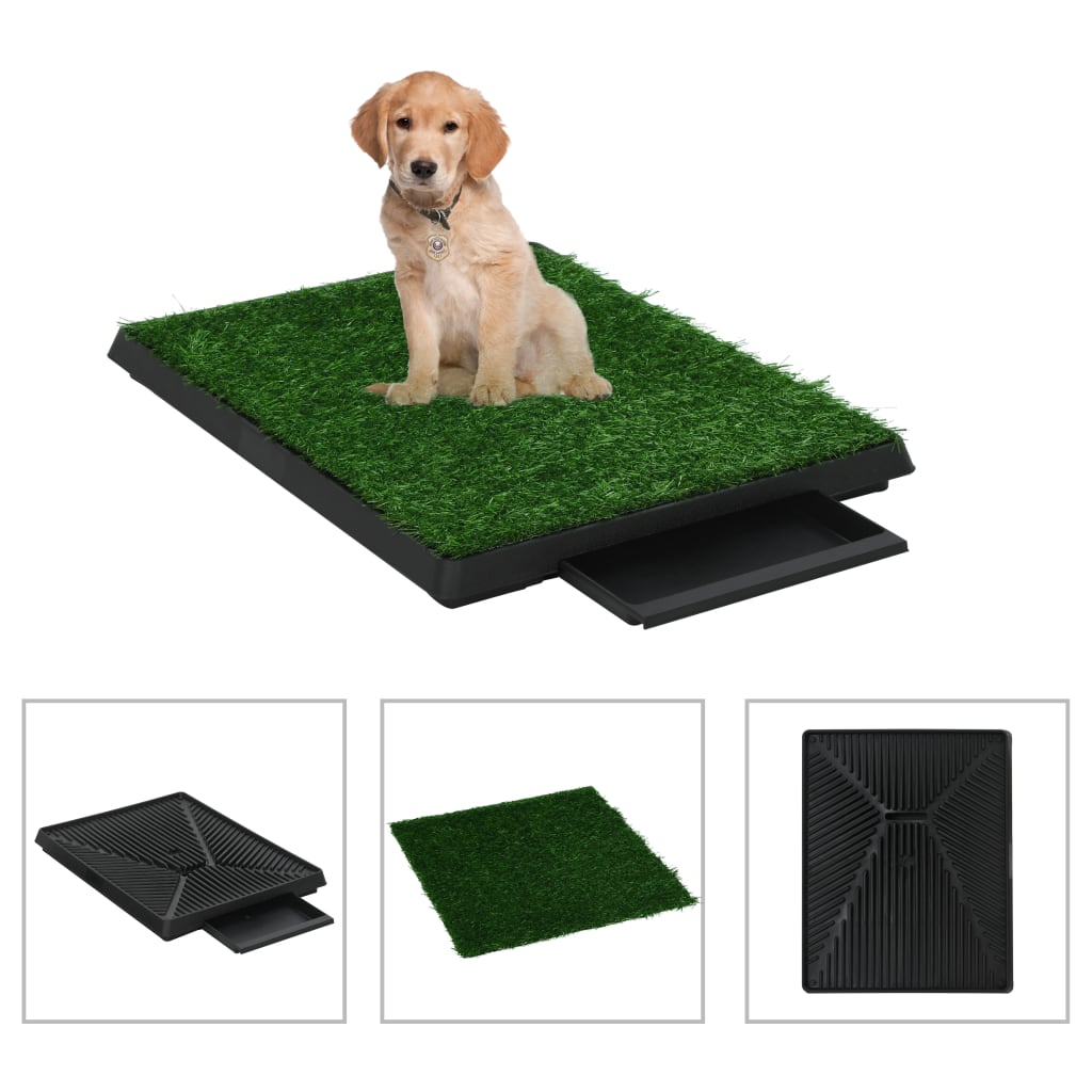 vidaXL Inodoro Mascotas con Bandeja Césped Artificial Orinal Verde Dimensiones 64 x 51 x 3 cm,  63 x 50 x 7 cm,  76 x 51 x 3 cm y mas