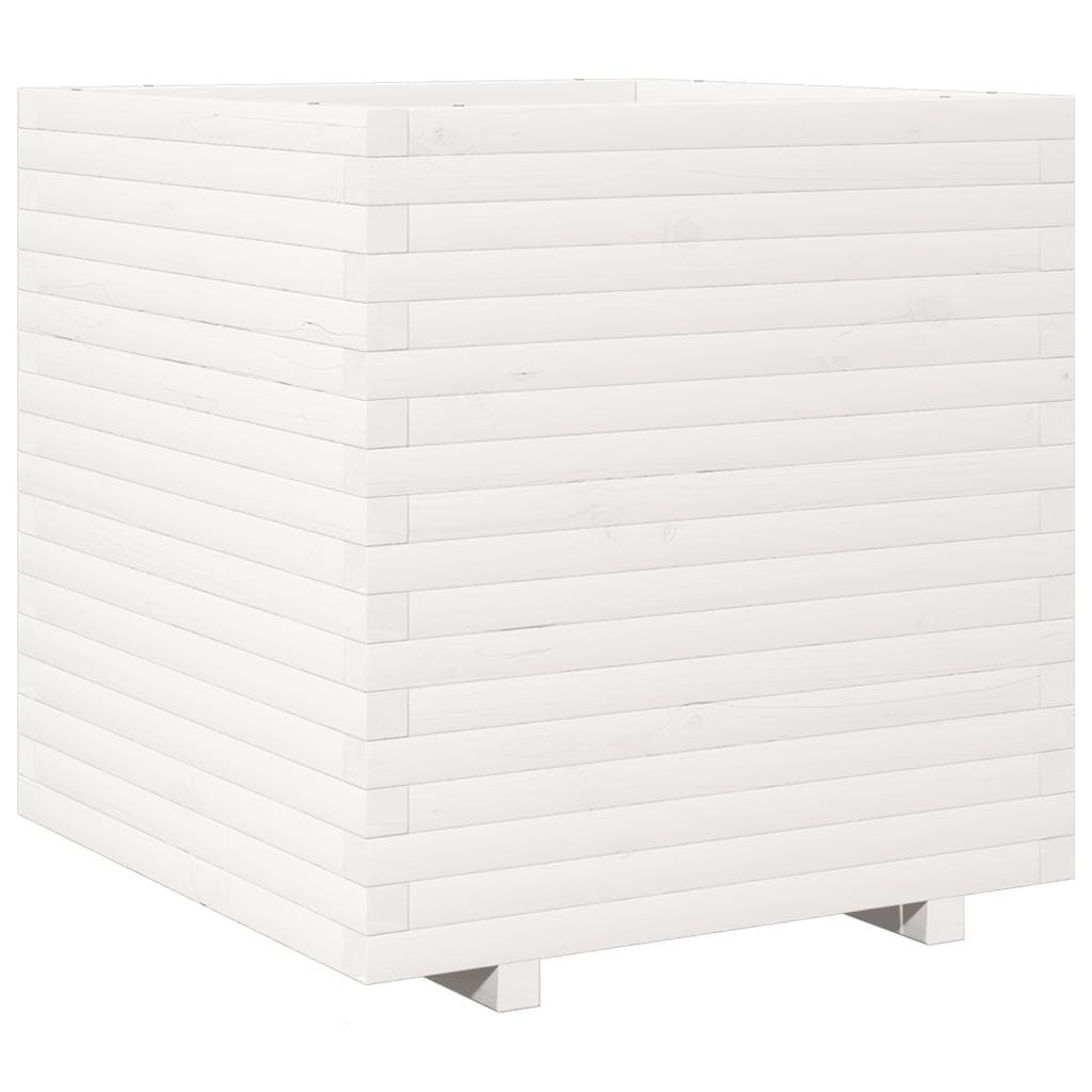 vidaXL Jardinera de madera maciza de pino 70x70x72 cm Color Pino natural,  Blanco,  Marrón cera y mas