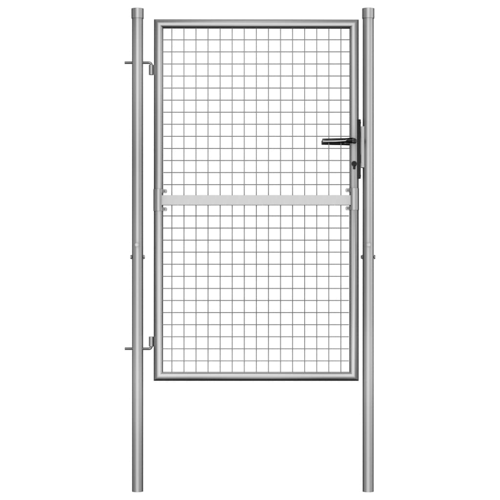 vidaXL Puerta de Jardín Acero Galvanizado Plateado Cercado Entrada Dimensiones 105 x125 cm,  105 x150 cm,  105 x175 cm y mas