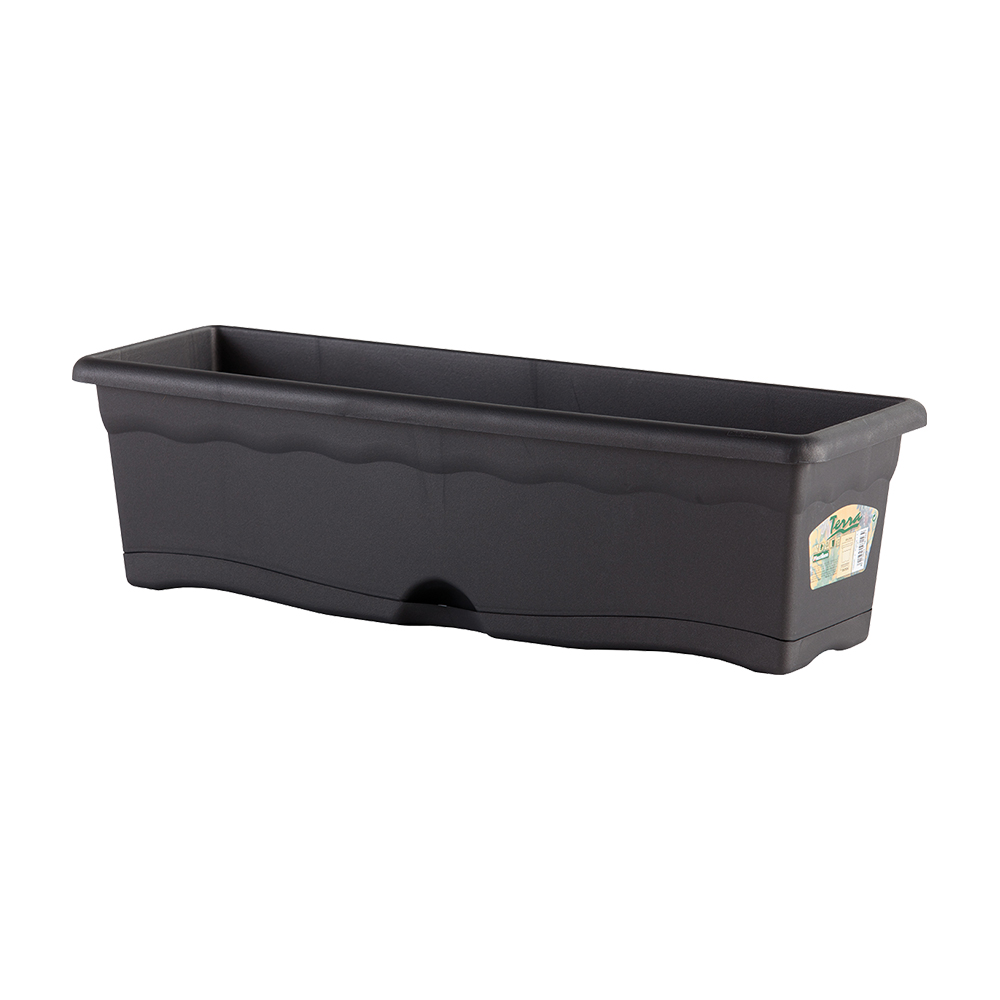 Plastiken Jardinera Antracita con Plato Integrado 40x20cm para Exterior