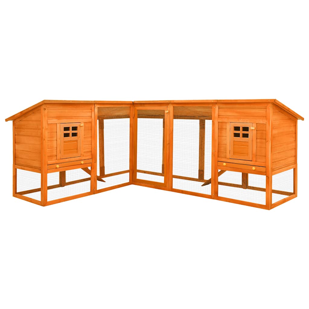 vidaXL Conejera de exterior con corredor madera maciza abeto