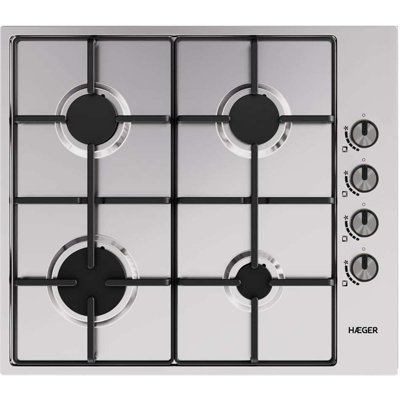 Placa de Gas Haeger PG-4GI.008A 58 cm 4 Zonas Plata