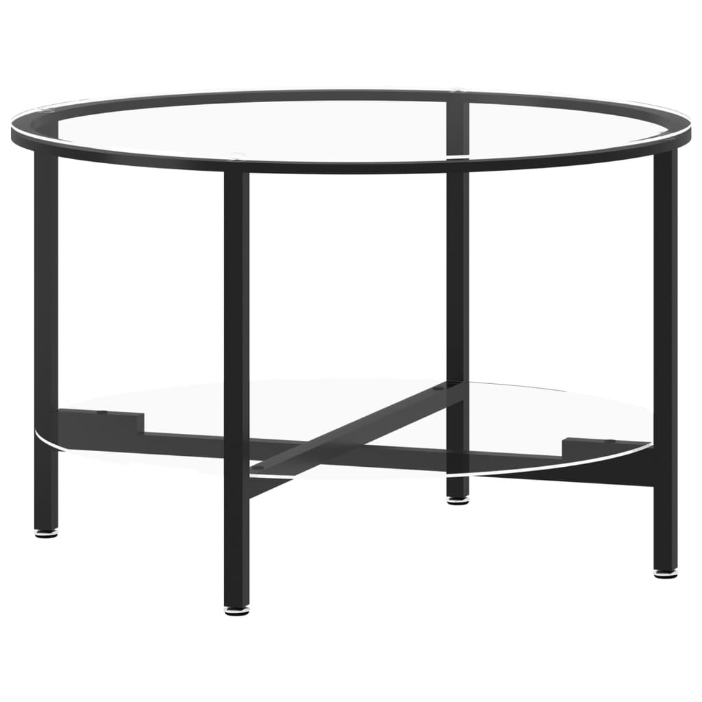 Vidaxl Mesa de Centro Vidrio Templado y Mármol 70 Cm Transparente