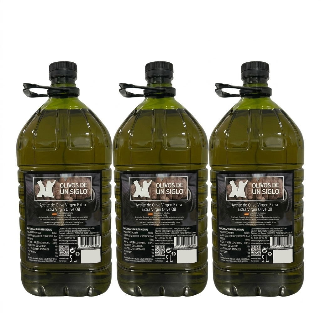 OLIVOS DE UN SIGLO 5L PACK ACEITE DE OLIVA VIRGEN EXTRA 3X5L - AOVE JAÉN PICUAL COSECHA TEMPRANA