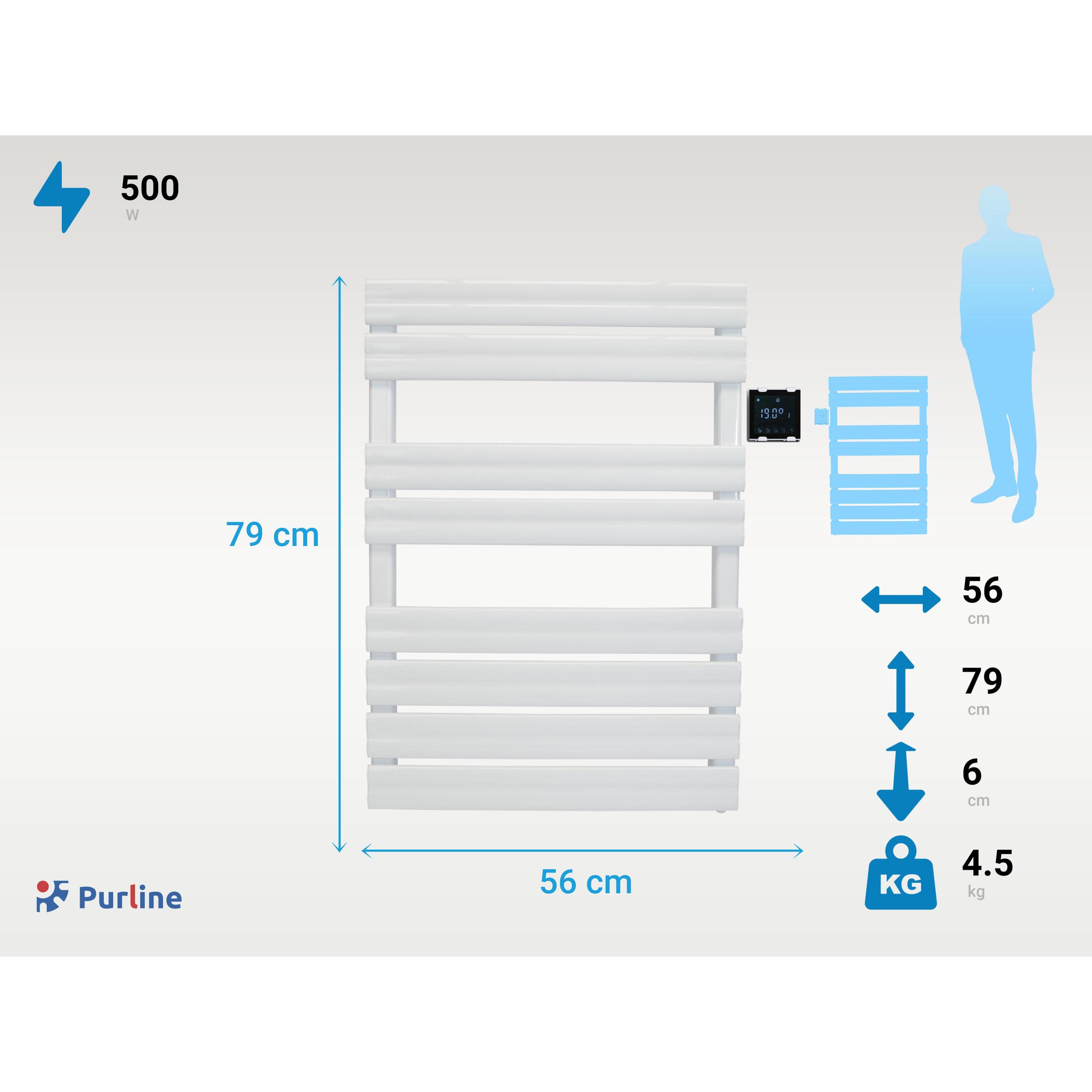 Toallero blanco con control inalámbrico 500W Purline NTW-16