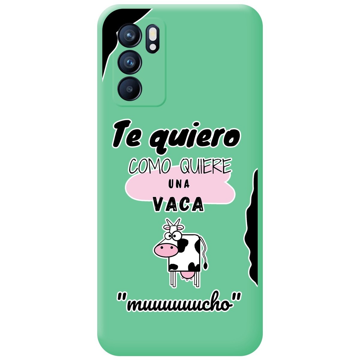 Tumundosmartphone Funda Silicona Líquida Verde Oppo Reno 6 5G Diseño Vaca