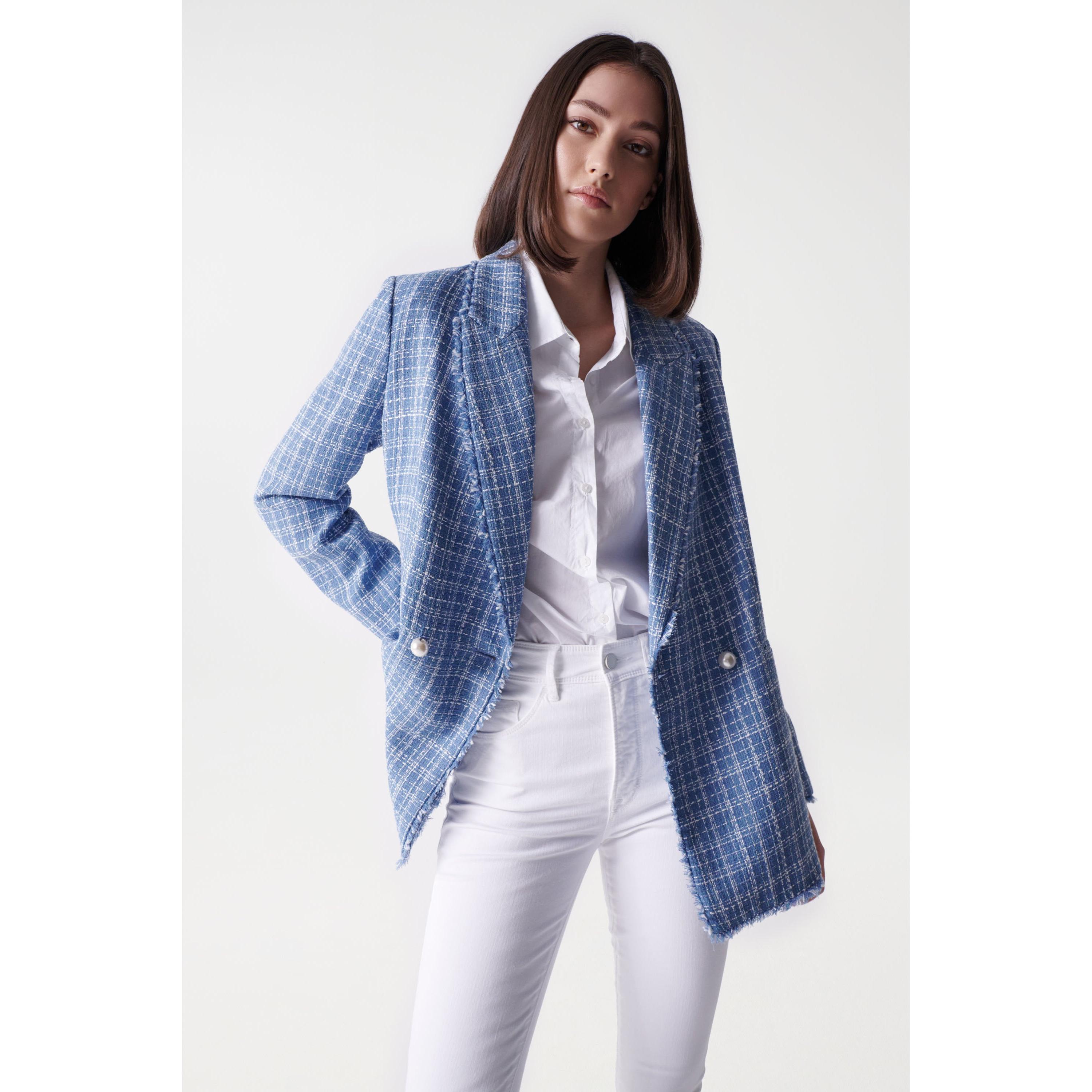 Salsa Jeans Blazer con textura de tweed azul