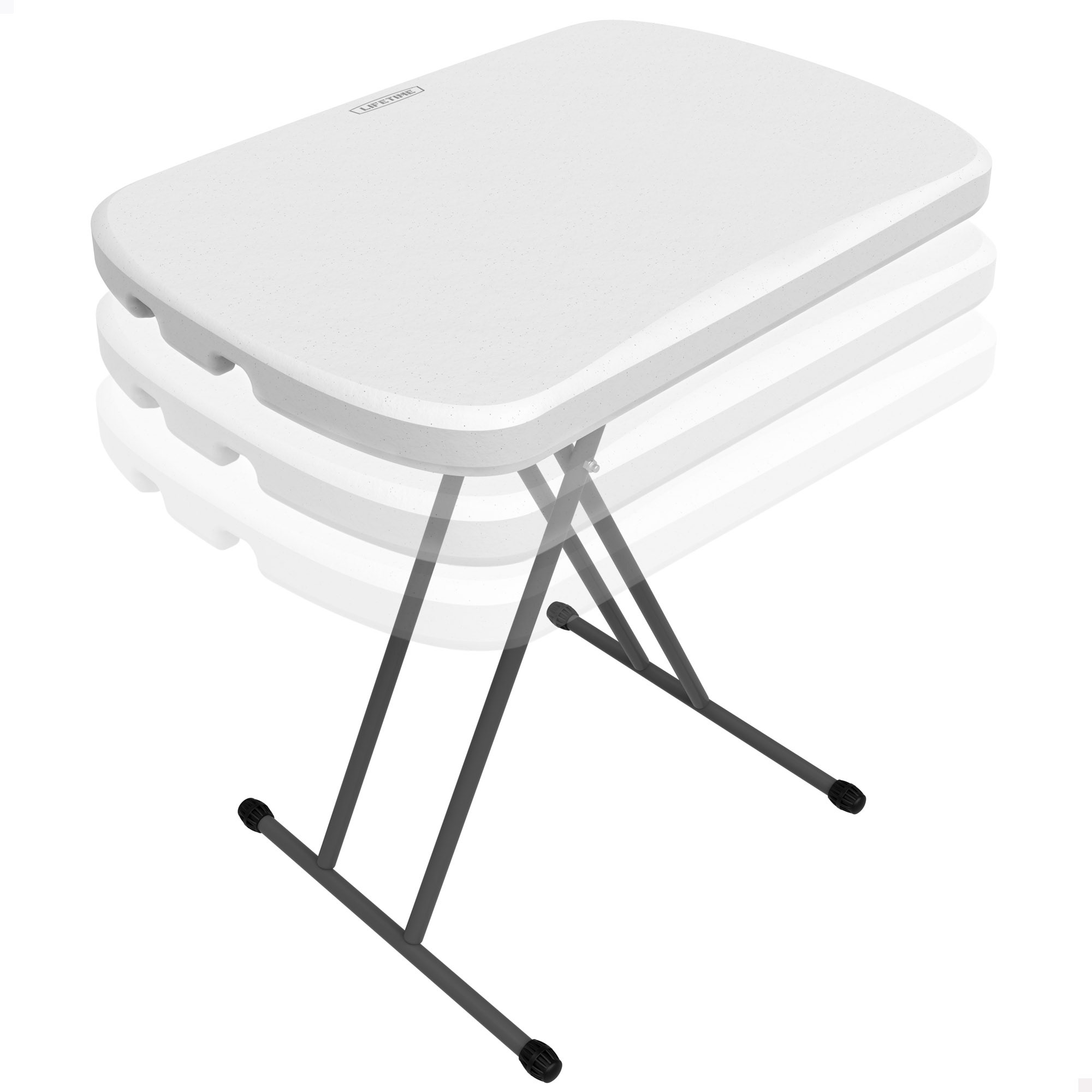 Lifetime - Mesa auxiliar plegable portátil, altura regulable hasta 71 cm, máx. 136 kg, polietileno de alta densidad, estructura de acero, resistente al agua, a manchas y rayos UV