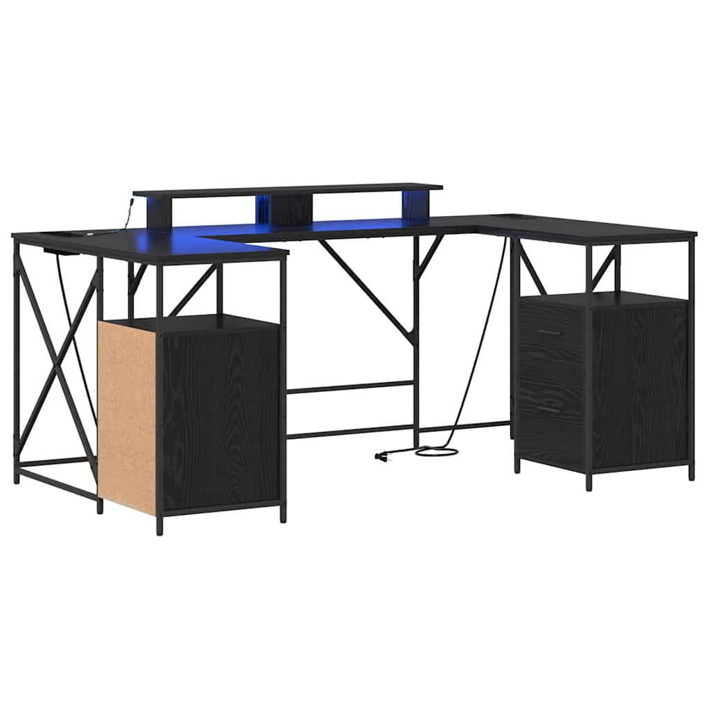 vidaXL Escritorio Roble Negro 182 x 101 x 87,5 cm Madera de ingeniería