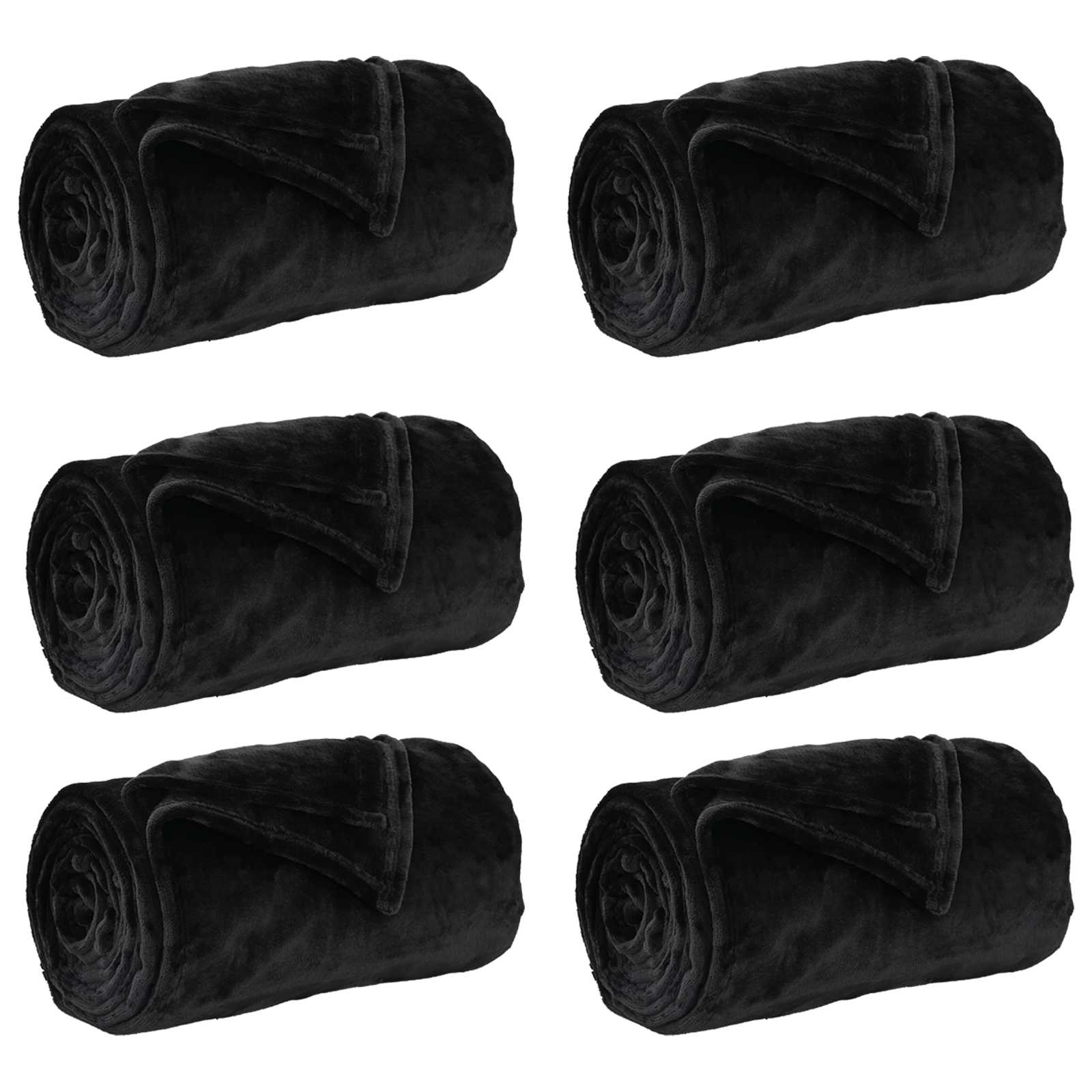 vidaXL Mantitas de Sofá 6 pcs Negro 150 x 200 cm Lana