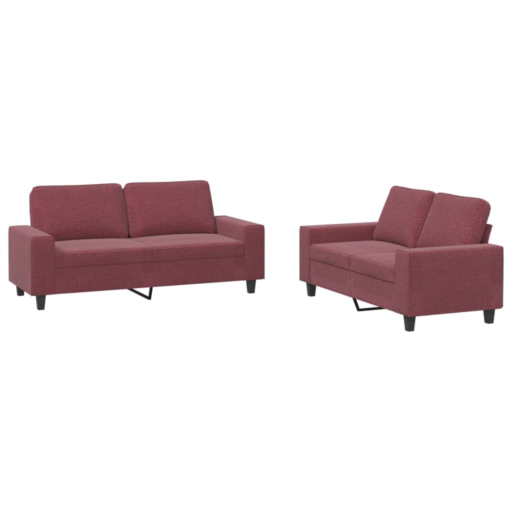 vidaXL Juego de sofás 2 piezas tela rojo tinto