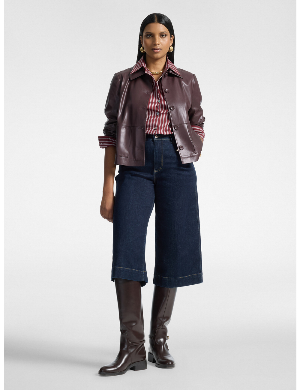 Elena Mirò - Jeans cropped wide leg en denim