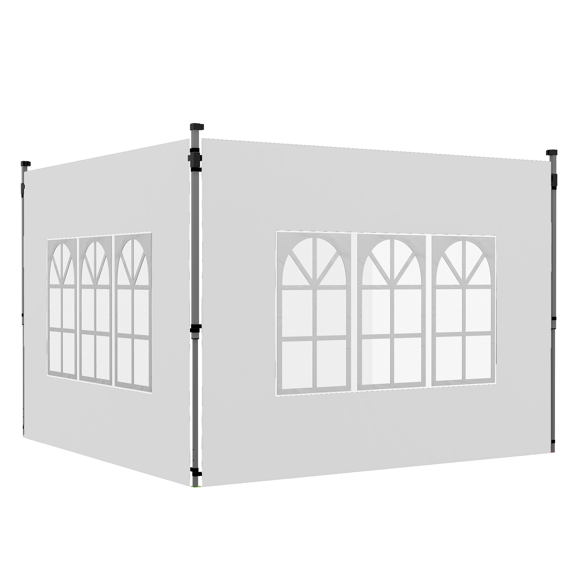 Outsunny 2 Paredes Laterales para Carpas de 3 x 3 / 3 x 4 m, 295x195 cm, Paredes Laterales de Repuesto para Cenador de Tela Oxford con Ventana, para Jardín, Exteriores, Fiestas