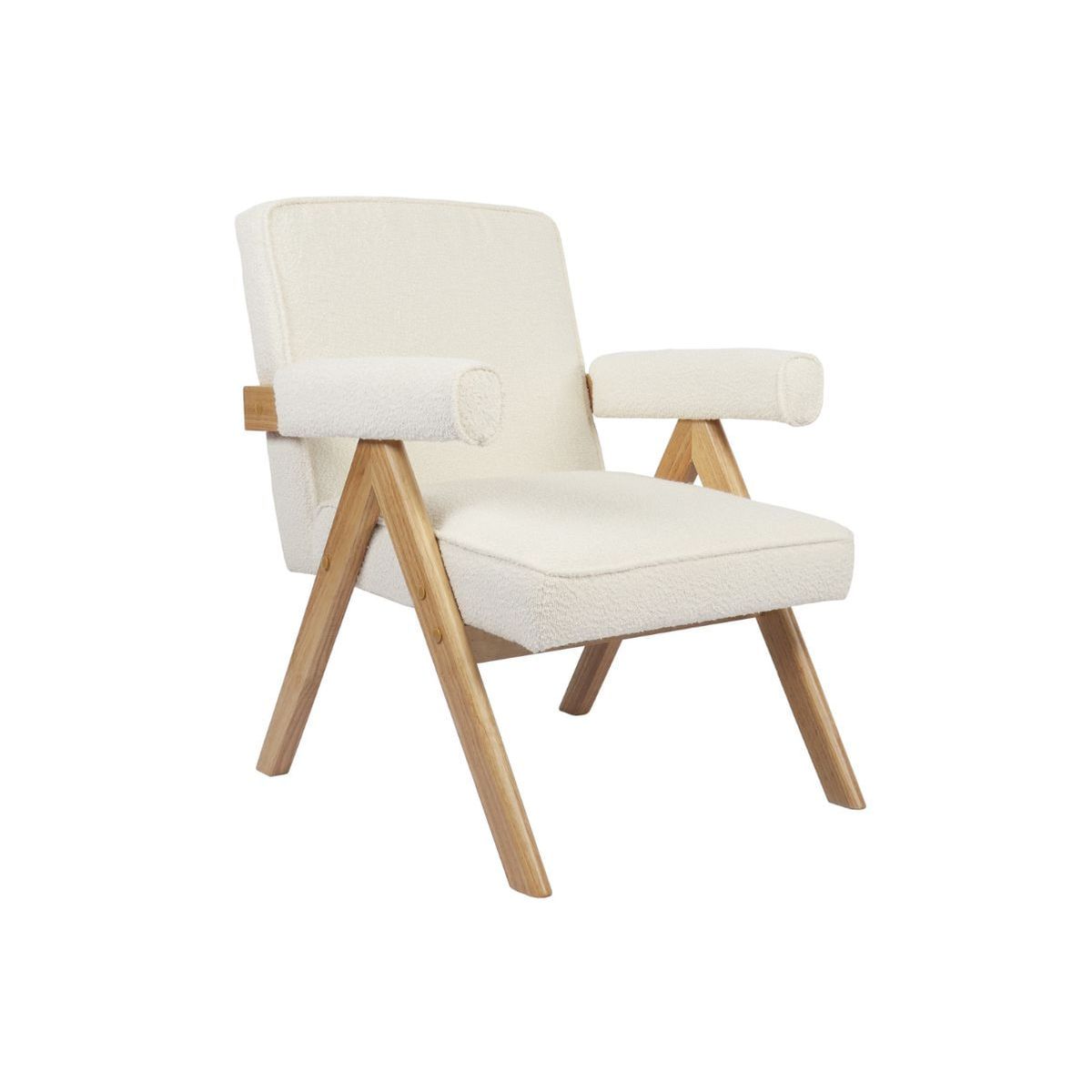 Butaca Agatha con apoyabrazos natural/blanco 82x66x78,5 cm Adec