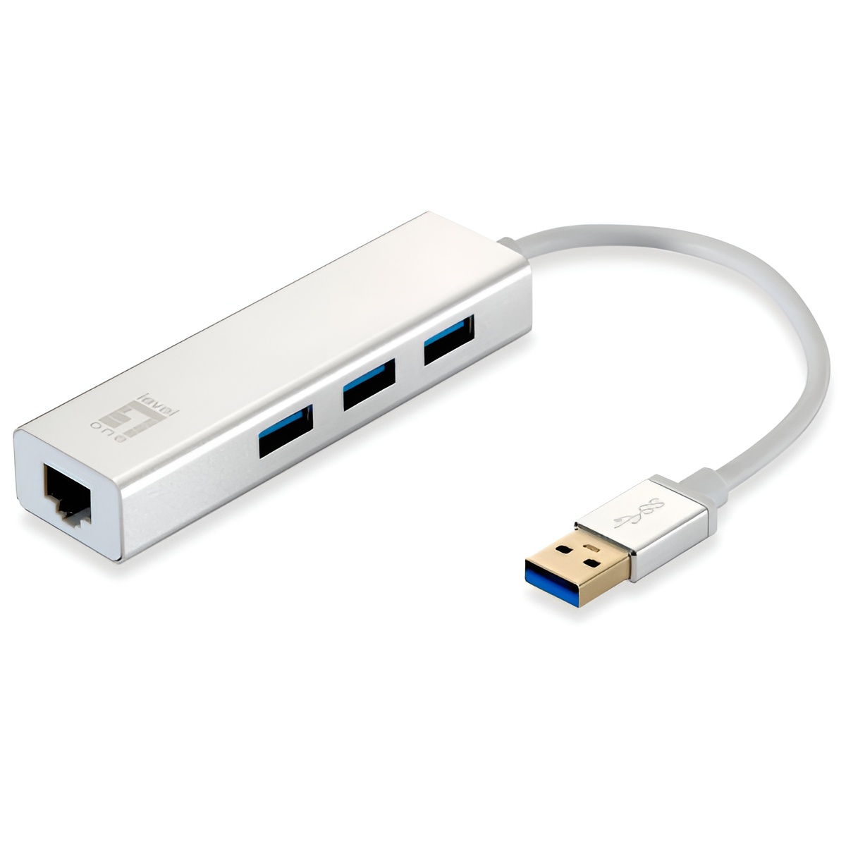 Adaptador usb 3.0 a gigabit ethernet rj45 level one con hub usb 3.0