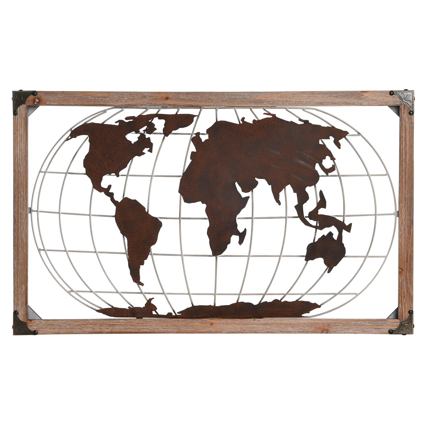 Decoracion Pared Metal Pino 75X6X46 Mapamundi El mejor complemento para tu hogar  -Fijalo-