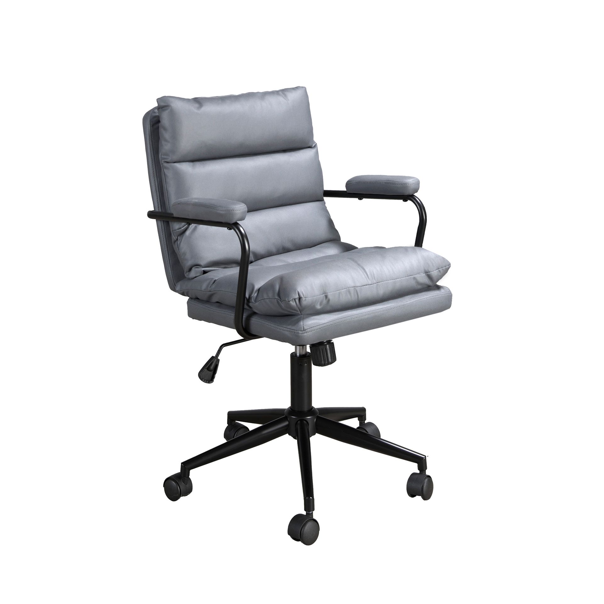 Ángel Cerdá - Silla de Oficina Giratoria en Tela Gris con Reposabrazos y Altura Regulable - Diseño Moderno y Funcional - 59 x 63 x 90 cm - Peso Soportado 120 kg
