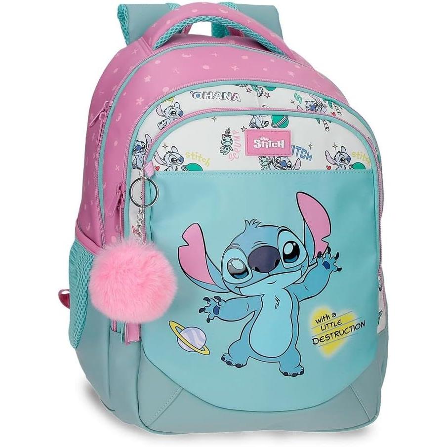 Mochila Stitch Adaptable Doble Compartimento Turquesa Verde 28x42x14 cm