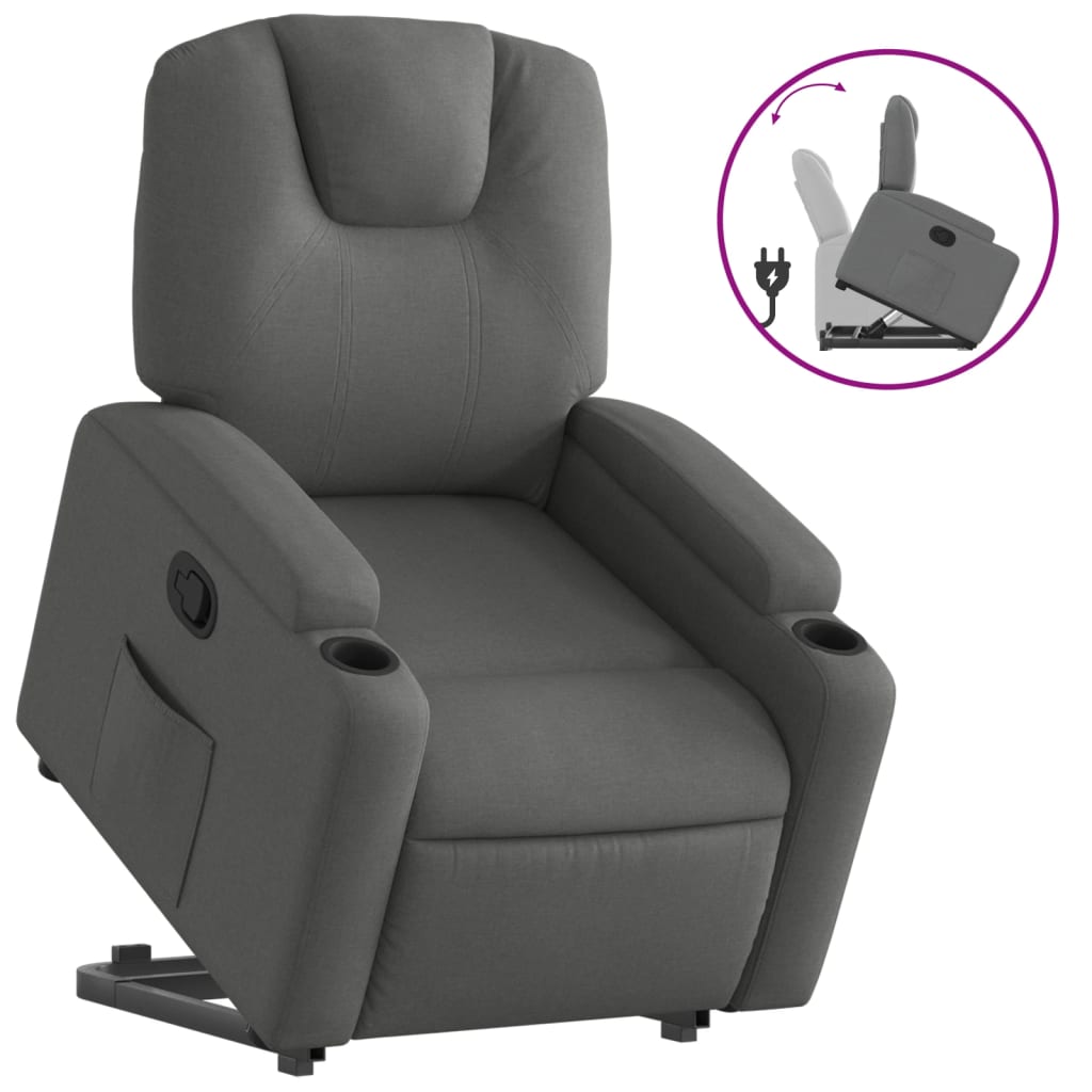 Vidaxl Sillón Reclinable Elevable de Tela Gris Claro