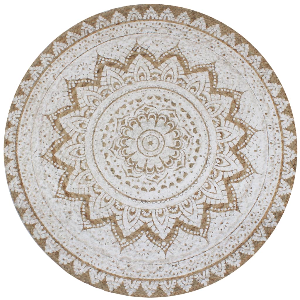 vidaXL Alfombra redonda con estampado yute trenzado 90 cm