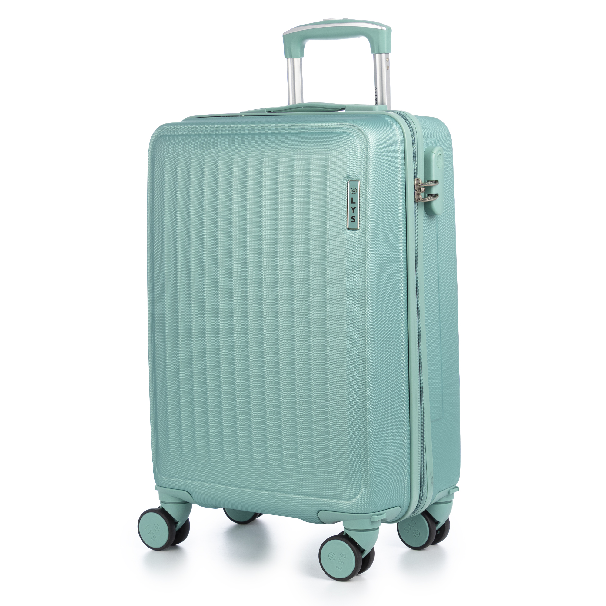 Maleta de cabina Trolley en material ligero de ABS de alta resistencia. Cerradura numérica y 4 ruedas dobles extraíbles y giratorias 360°.