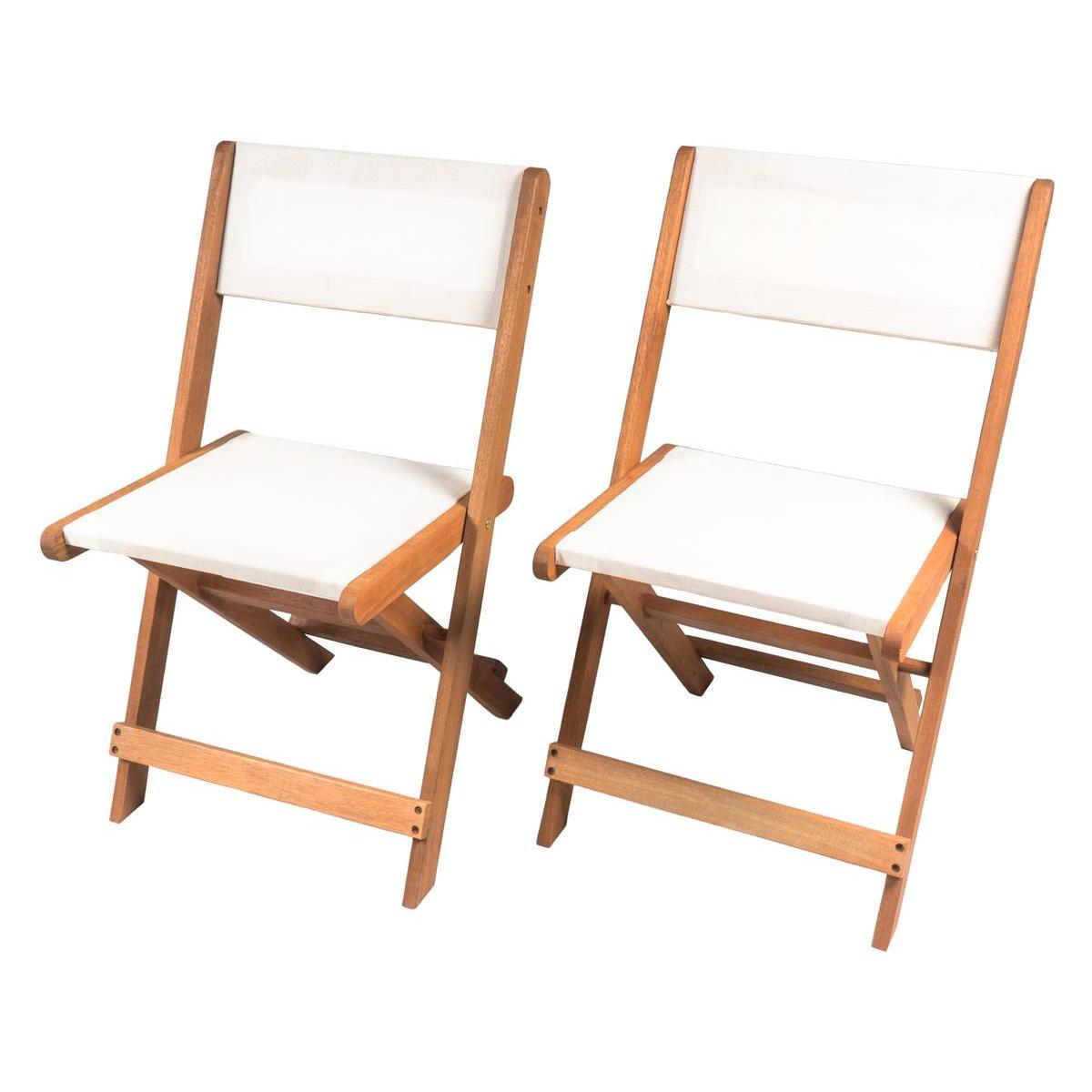 Habitat y Jardin - Conjunto de 2 Sillas plegables en madera exótica "Seoul" - Maple - Beige