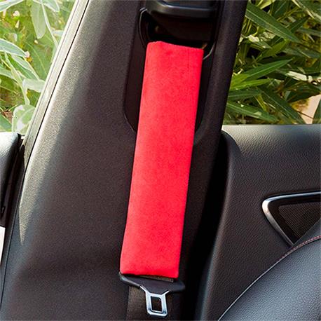 BCCORONA INT50003 - Jgo almohadillas cinturón coche velour rojas