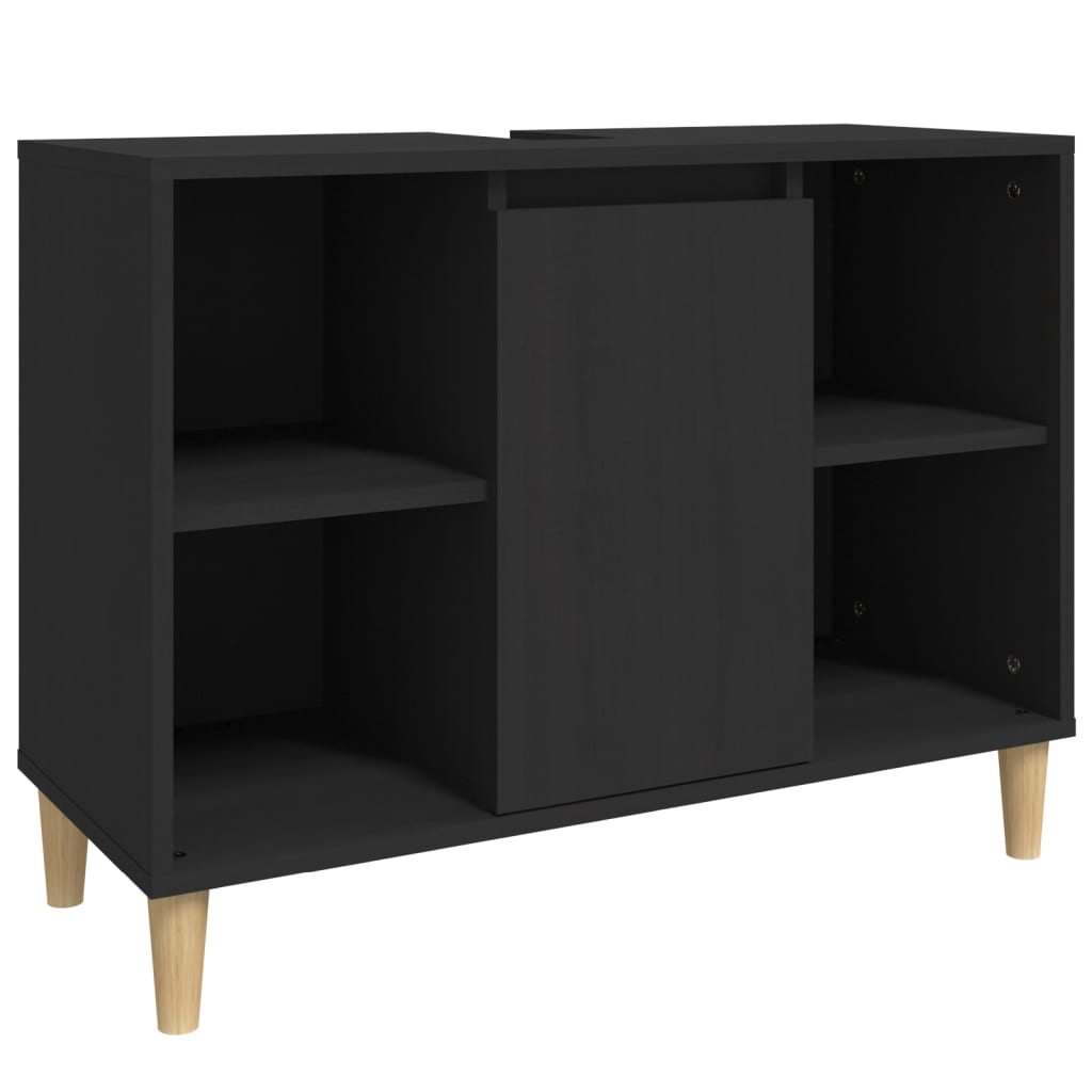 vidaXL Armario para lavabo madera contrachapada negro 80x33x60 cm