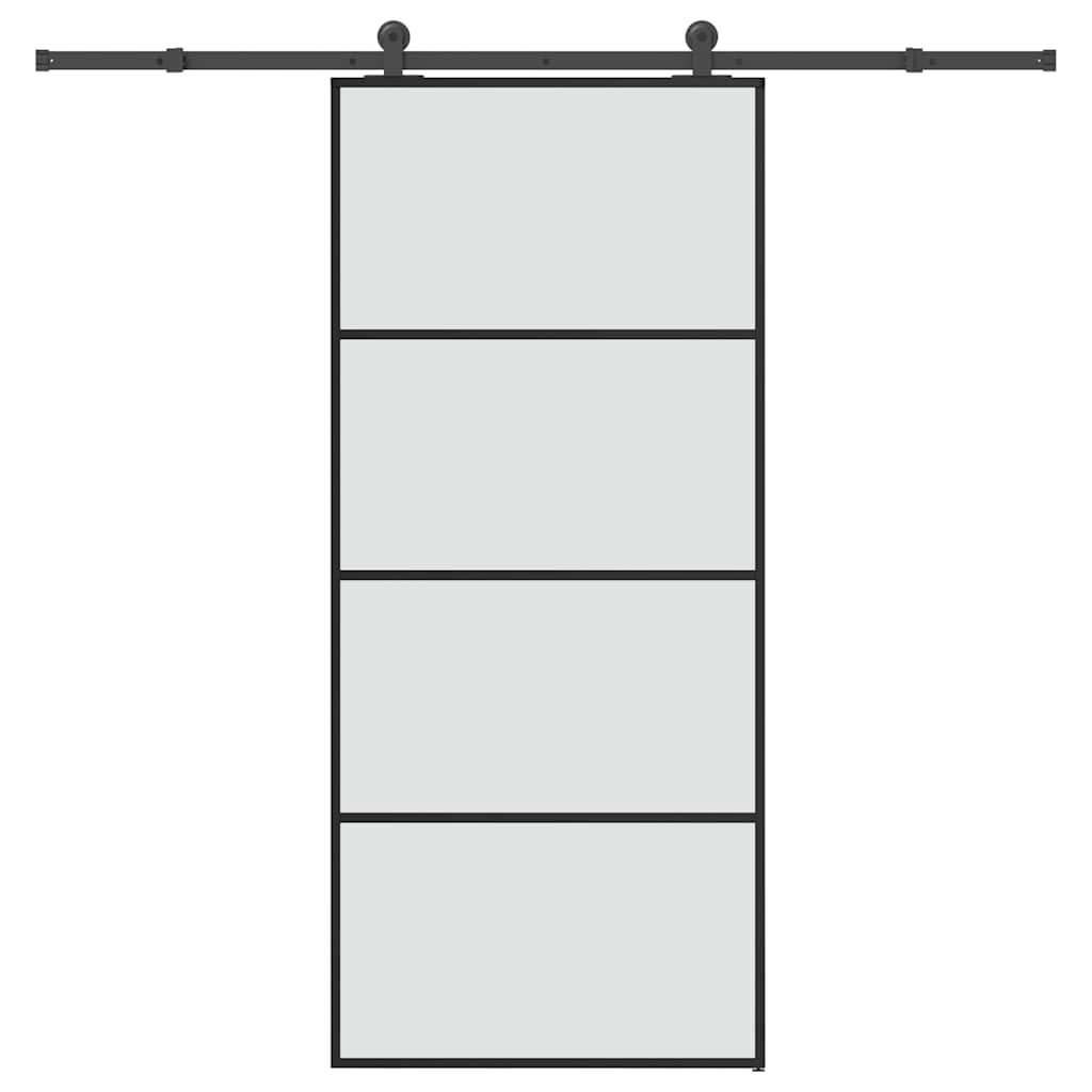 vidaXL Puerta corredera con set herrajes vidrio ESG aluminio 90x205 cm