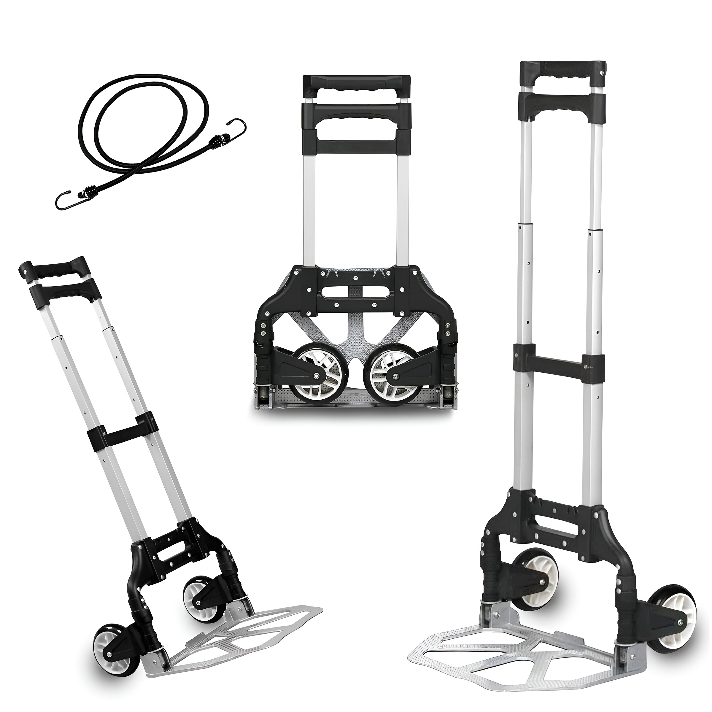 Carretilla de Mano Plegable Nyana Home | Carro de Transporte de Aluminio con Ruedas de Goma | Mango Telescópico Ajustable | Ligera_ Compacta y Resistente