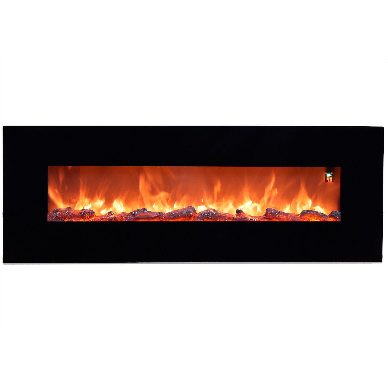 Sined Aprica Chimenea Electrica De Pared De Acero y Cristal 1500w Negro Efecto Llama Led Realista Con 6 Niveles De Intensidad De Luz y Mando a Distancia Para Hogar y Oficina