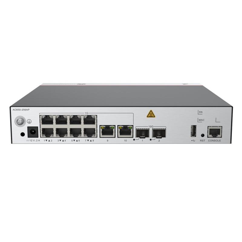 Controlador AP Huawei Ac650-256ap Mainframe (10 puertos ge, 2 puertos 10ge Sfp+, con adaptador de CA/CC)