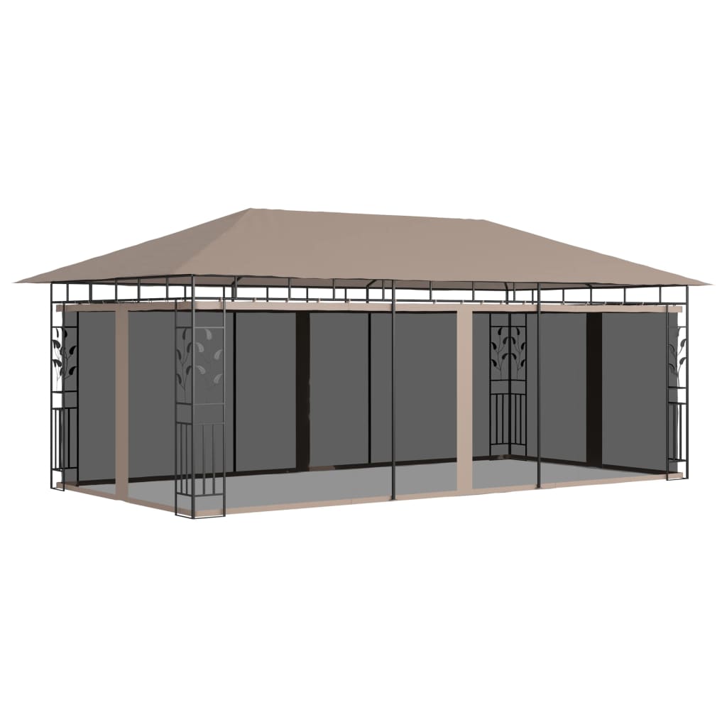 vidaXL Cenador con Mosquitera 6x3x2,73 m Parasol Marquesina Color Taupé,  Antracita, y mas